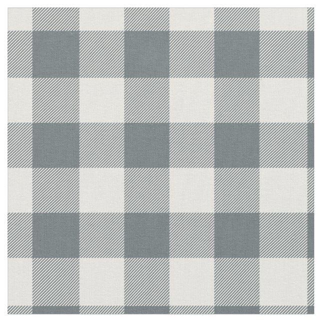 Grey Blue & White Plaid Gingham Stoff (Nahaufnahme)