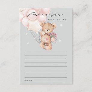 Grey Blush Bärenballon Ratschlag für Mum Baby Dusc Begleitkarte