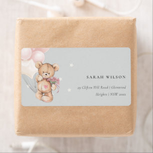 Grey Blush Bear Balloon Bloral Bunch Herzadresse