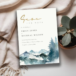 Grey Blush Blue Mountains Pine Save the Date Einladung