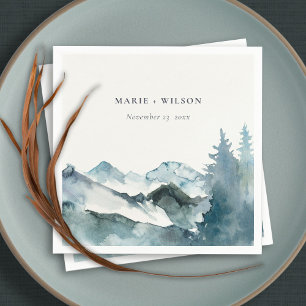 Grey Blush Green Blue Mountains Pine Wedding Serviette