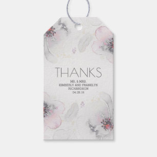 Grey Blush Watercolor Blues Boho Feathers Wedding Geschenkanhänger