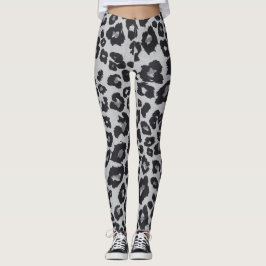 Grey Brown Black Leopard Animal Print Leggings