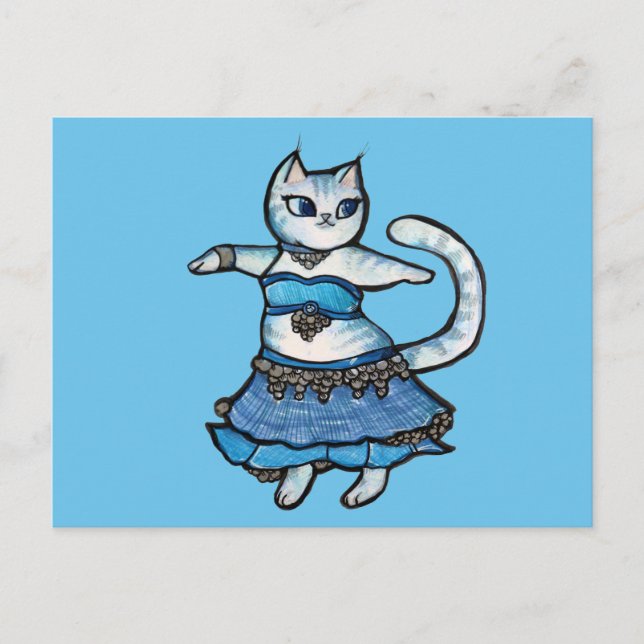 Grey Cat Belly Dancer                              Postkarte (Vorderseite)