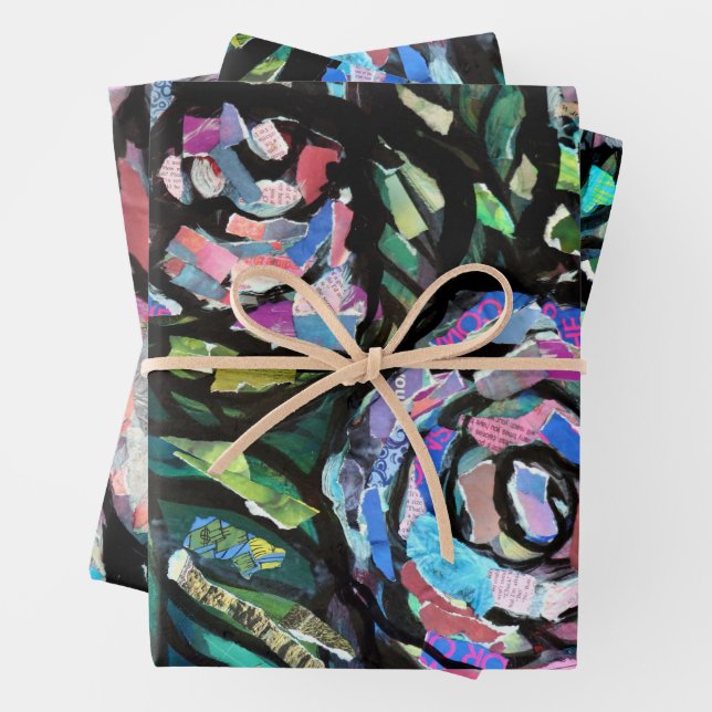 Grey Cat Collage Art Kitty Cats Collages           Geschenkpapier Set (Beispiel)