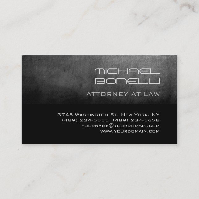 Grey Chalkboard Attorney at Law Business Card Visitenkarte (Vorderseite)