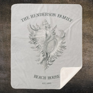 Grey Conch Muschel Sherpa Blanket Sherpadecke