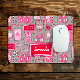 Grey Coquette aesthetic girly whimsical pattern Mousepad
