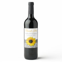 Grey Damask Yellow Sunflower Wedding Danke