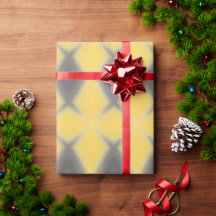 Grey diamond motifs on yellow wrapping paper