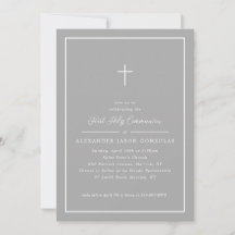 Grey First Holy Communion Pink Cross Simple Frame