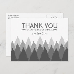 Grey Forest Range Woodland Wedding Vielen Dank Postkarte