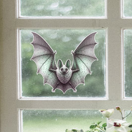 Grey Furry Bat Green Tinge Spread Wings Fensteraufkleber