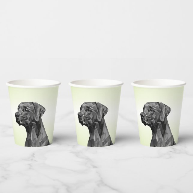 Grey Geometric Dog auf grün Pappbecher (Multi)