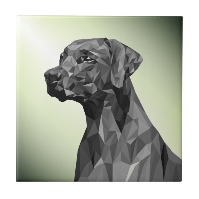 Grey Geometric Dog Green Fliese (Vorderseite)
