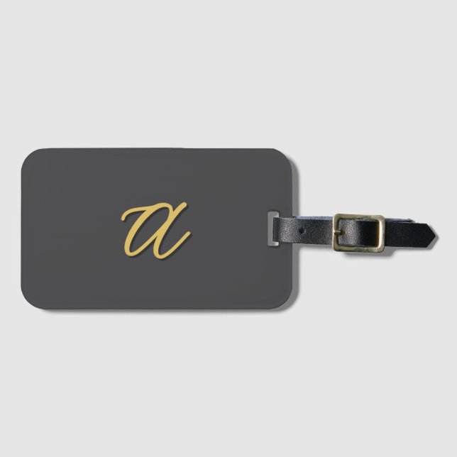Grey Gold Color Monogram Professional Gepäckanhänger (Vorderseite (Horizontal))