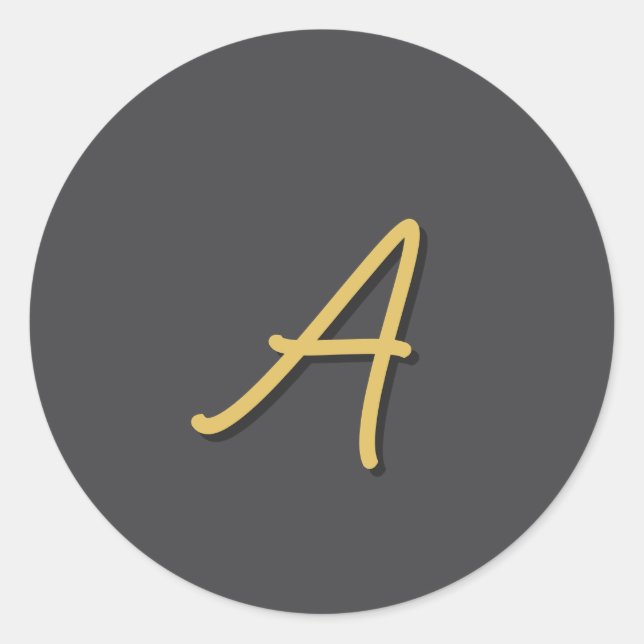 Grey Gold Color Monogram Professional Runder Aufkleber (Vorderseite)