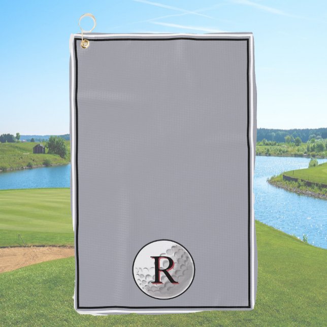 Grey golf ball monogrammed initial custom mens golfhandtuch (Von Creator hochgeladen)