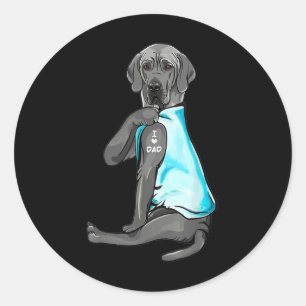 Grey Great Dane Tattoos I Liebe Vater Sitzen Gesch Runder Aufkleber