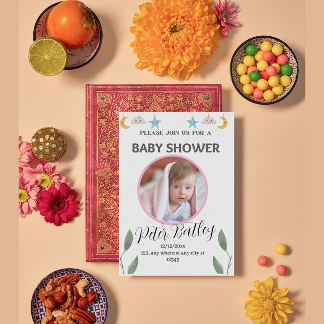 Grey Green Modern Baby Shower Invitation Card Einladung (Von Creator hochgeladen)