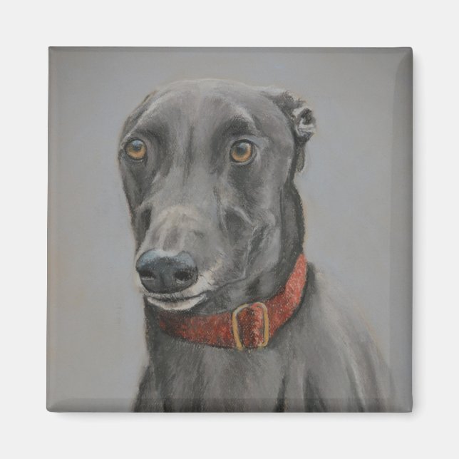 Grey Greyhound Dog Art Magnet (Vorne)