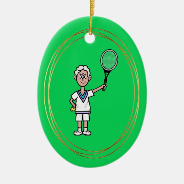 Grey Hair Male Tennis Spieler Weihnachtsschmuck (Vorne)