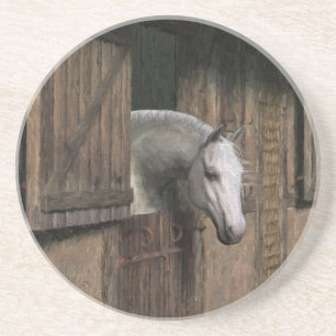 Grey Horse at the Stable Door Untersetzer