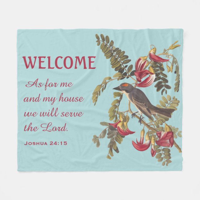 Grey Kingbird und Bible Verse Fleecedecke (Vorderseite (Horizontal))