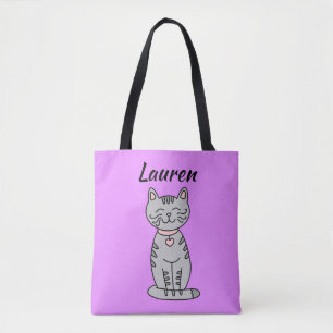 Grey Kitty Cat Personalisiert Tote Bag