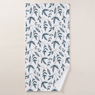 Grey Leaf Pattern Badehandtuch