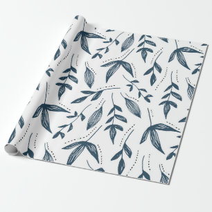 Grey Leaf Pattern Geschenkpapier
