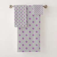 Grey Lila Polka Dot