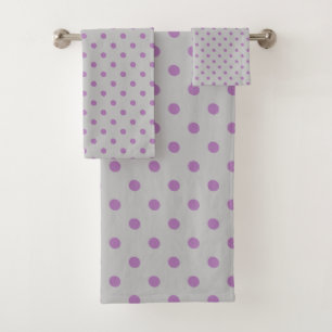 Grey Lila Polka Dot Badhandtuch Set