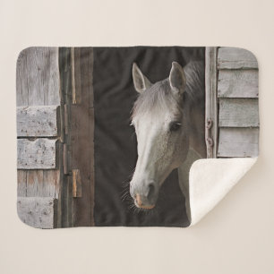 Grey Mare Horses Animals Sherpa Fleece Blanket Sherpadecke