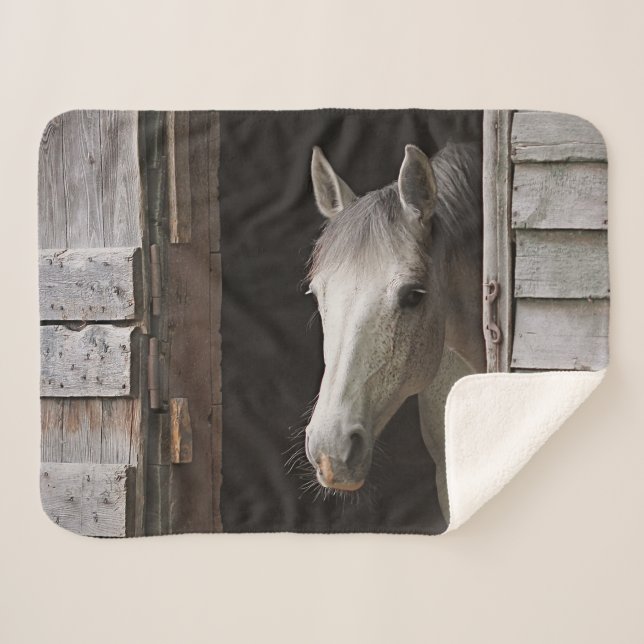 Grey Mare Horses Animals Sherpa Fleece Blanket Sherpadecke (Vorderseite (Horizontal))