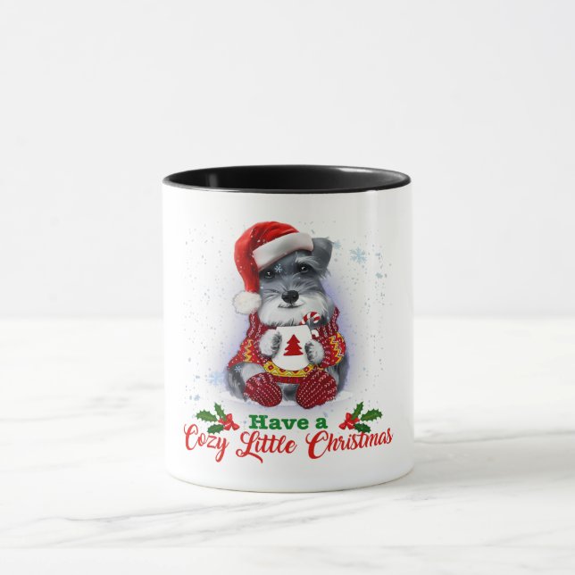 Grey Miniature Schnauzer Have A Cozy Christmas Tasse (Zentrum)