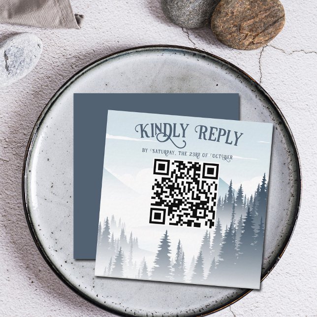 Grey Mountain Fog Forest Wilderness Wedding RSVP Begleitkarte (Von Creator hochgeladen)
