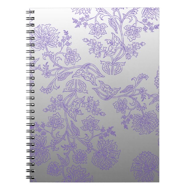 Grey Notebook with Purple Floral Notizblock (Vorderseite)