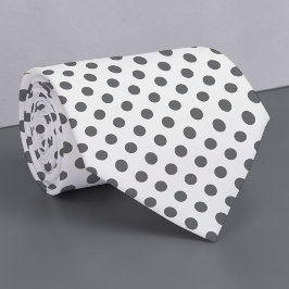 Grey on White Mini Polka Dots Necktie Krawatte