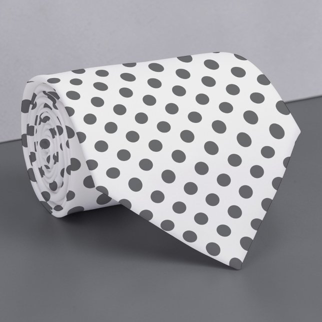 Grey on White Mini Polka Dots Necktie Krawatte (Von Creator hochgeladen)