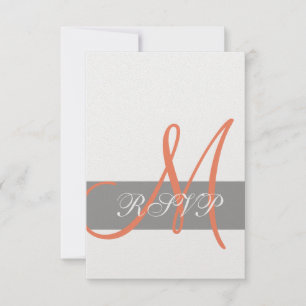 Grey Orange Wedding RSVP Card   Monogramm-Namen Karte