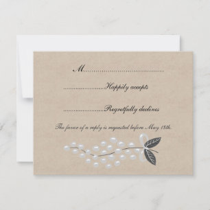 Grey Pearls Parchment Wedding RSVP Karte