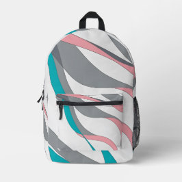 Grey Pink and Blue Abstract Backpack Bedruckter Rucksack