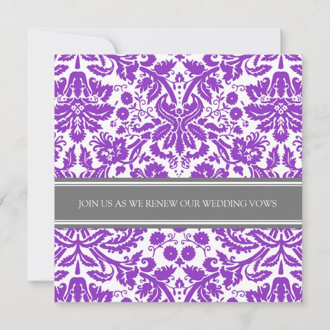 Grey Plum Wedding Vow Renewal Einladung (Vorderseite)