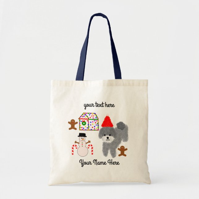 Grey Poodle Christmas #1 Tote Bag Tragetasche (Vorne)
