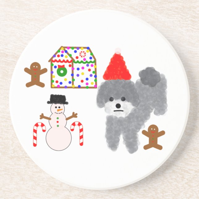 Grey Poodle Christmas #1 Untersetzer (Vorne)