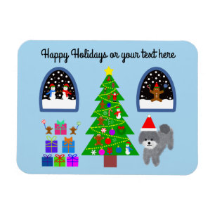 Grey Poodle Christmas #4 Magnet