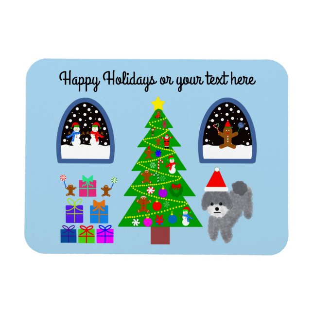 Grey Poodle Christmas #4 Magnet (Horizontal)