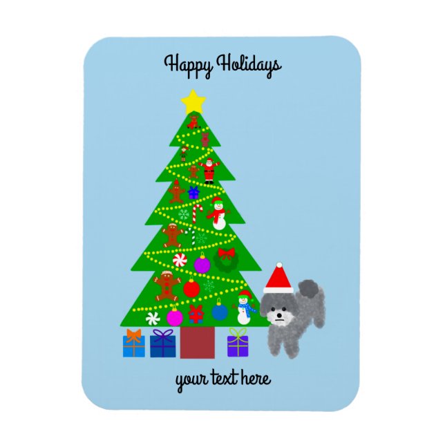 Grey Poodle Christmas #5 Magnet (Vertikal)