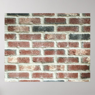 Grey Red Bricks Wall Background Brick Texture Poster